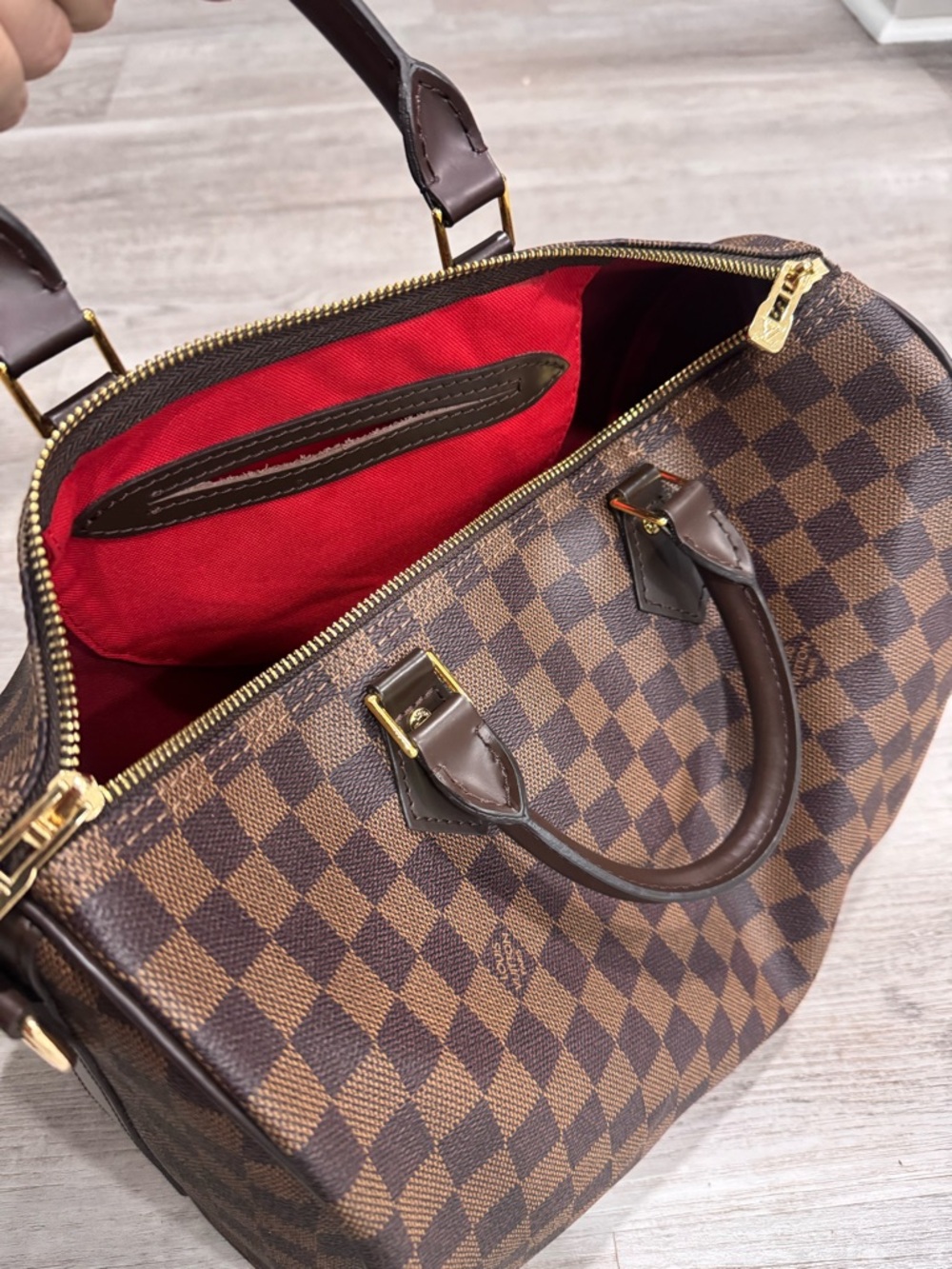 Bag Brown Satchel with Red Interior and Gold Hardware - Picture 5 of 10